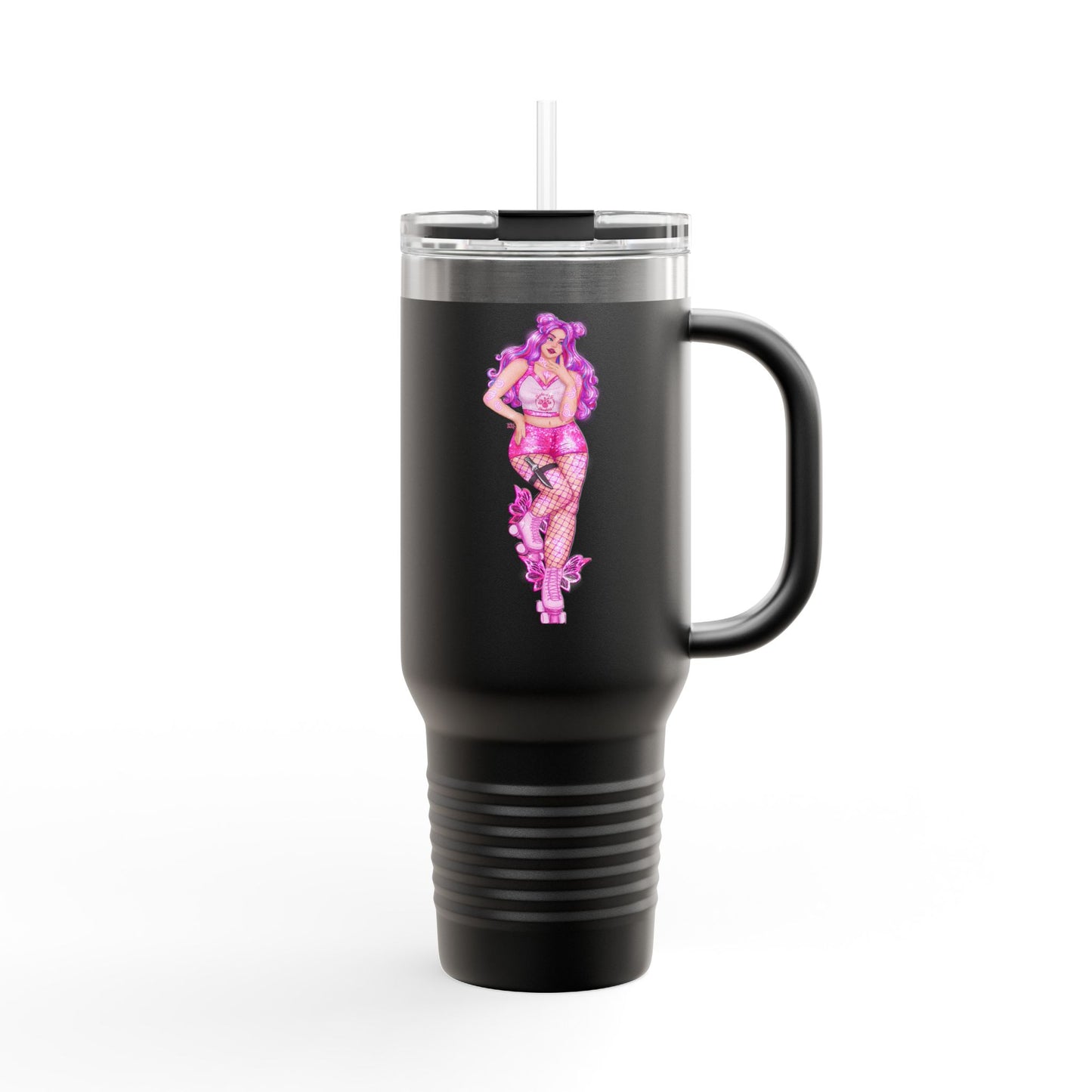 Rainbow Smite/ Rogue (Faetal Attraction Cassandra Featherstone x Artsiidaisy) Insulated Travel Mug, 40oz