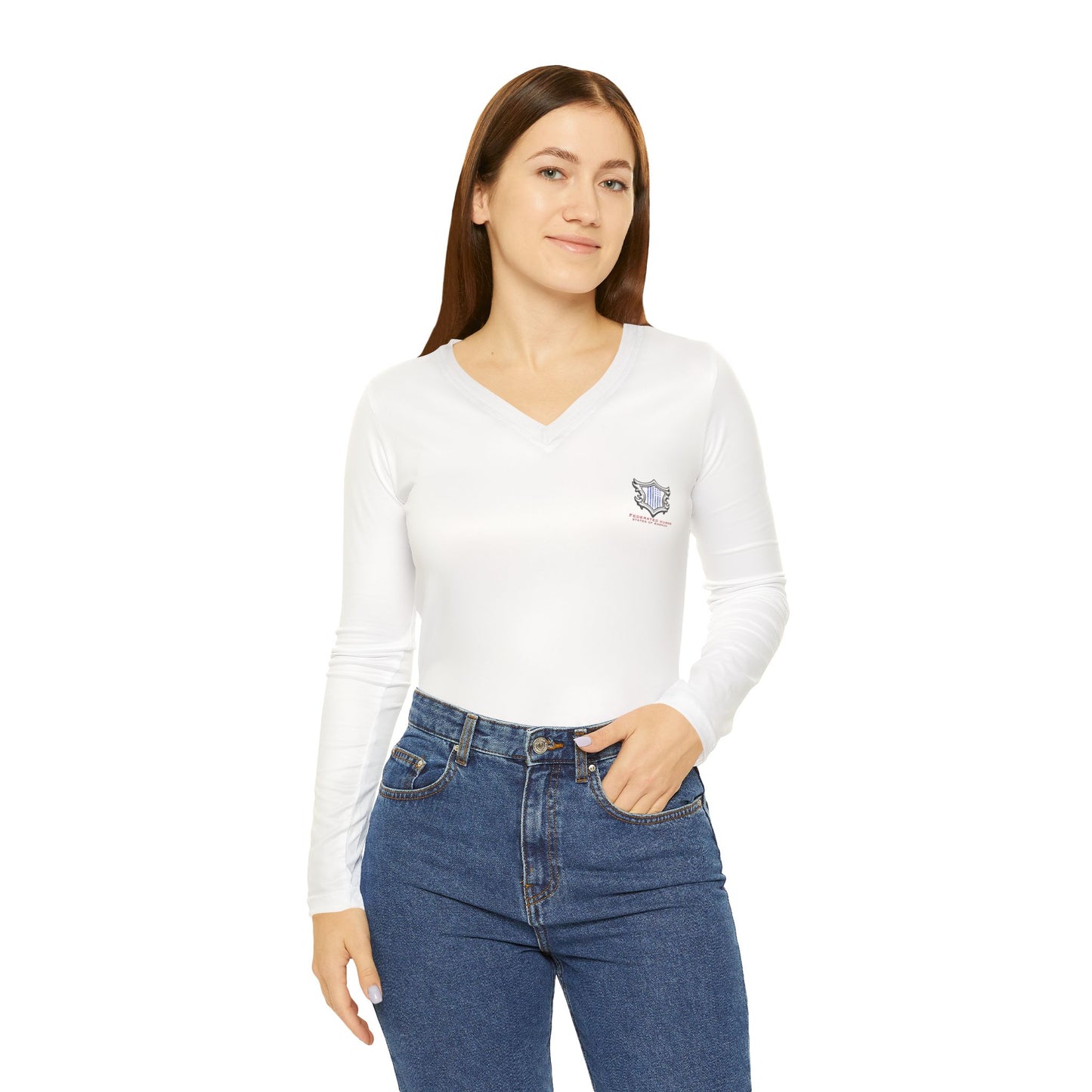 Team Bite Club (FEAR Academy) Women's Long Sleeve V-neck Shirt (AOP)