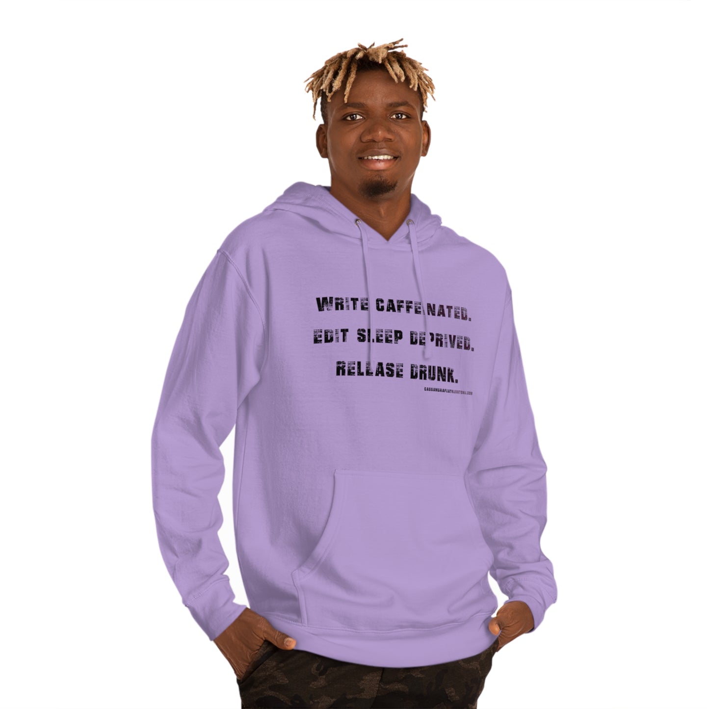 Write Caffeinated. Unisex Hooded Sweatshirt