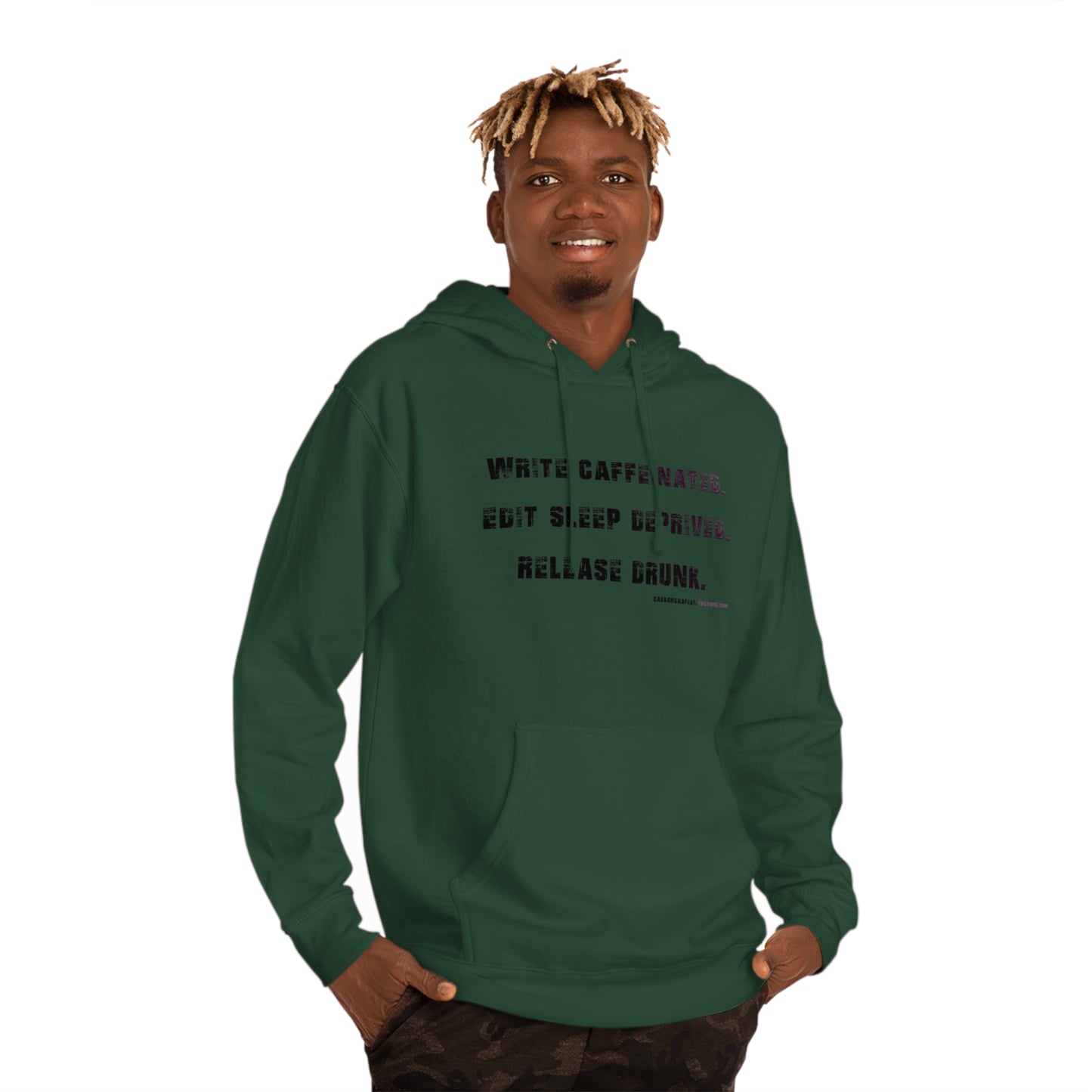 Write Caffeinated. Unisex Hooded Sweatshirt