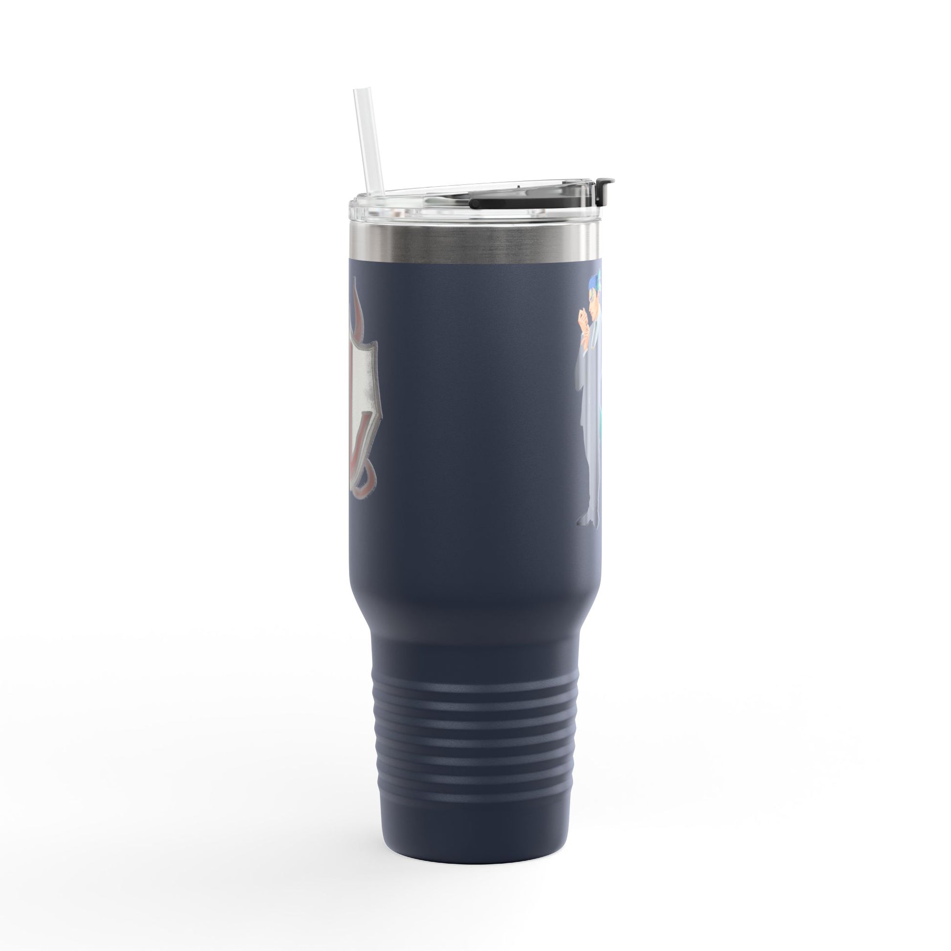 Cassandra Featherstone x Phantom Dame 'Anton' (Discordia University) Insulated Travel Mug, 40oz 40oz Height, in 9.84 Width with handle, in 5.79 Diameter, in 4.02 This insulated travel mug is designed for adventure, featuring a durable 100% stainless steel