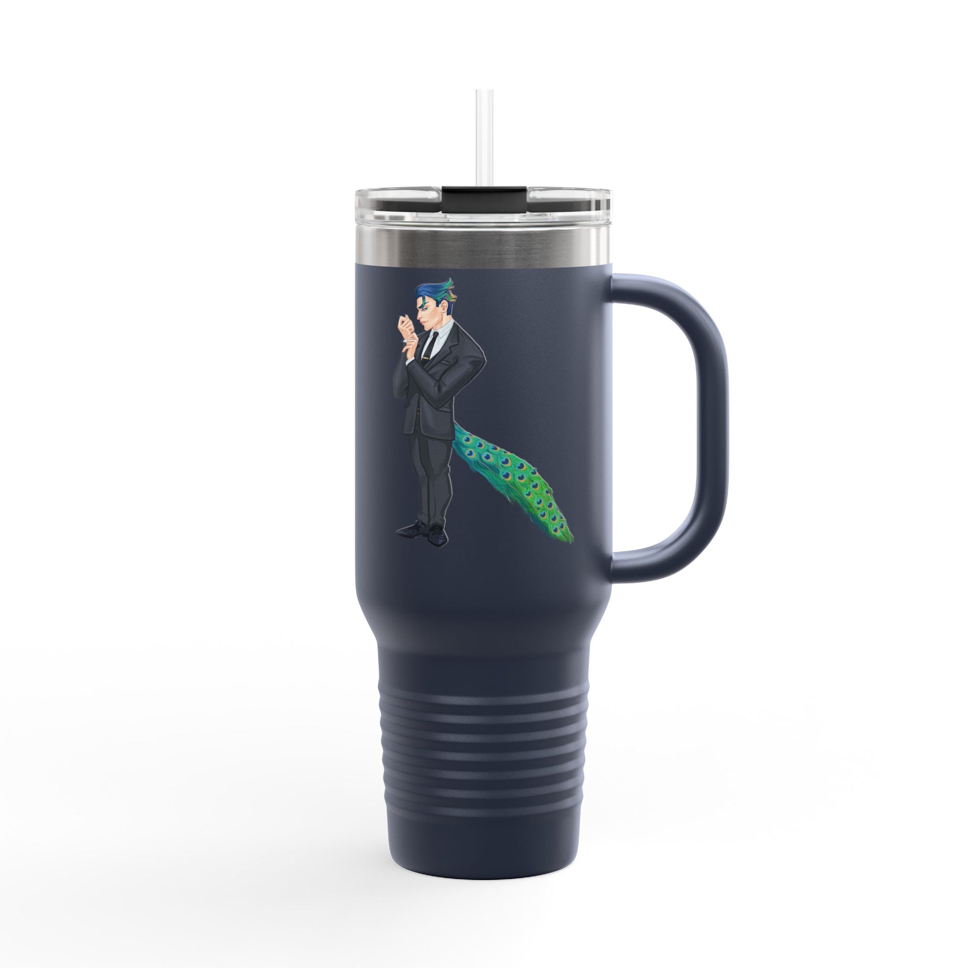 Cassandra Featherstone x Phantom Dame 'Anton' (Discordia University) Insulated Travel Mug, 40oz 40oz Height, in 9.84 Width with handle, in 5.79 Diameter, in 4.02 This insulated travel mug is designed for adventure, featuring a durable 100% stainless steel