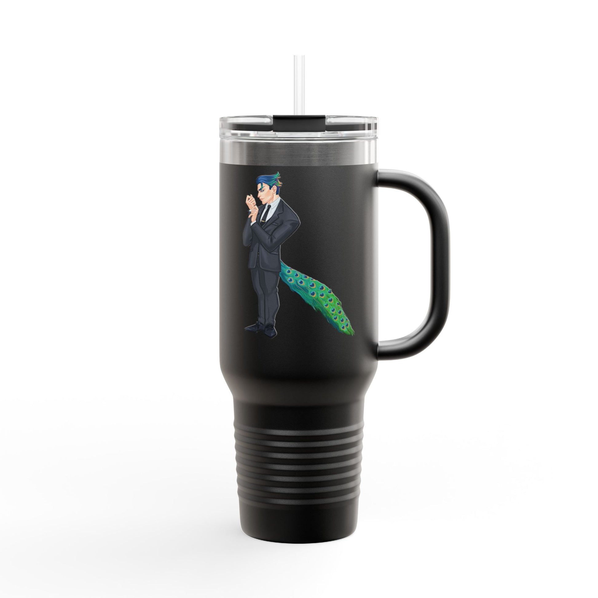 Cassandra Featherstone x Phantom Dame 'Anton' (Discordia University) Insulated Travel Mug, 40oz 40oz Height, in 9.84 Width with handle, in 5.79 Diameter, in 4.02 This insulated travel mug is designed for adventure, featuring a durable 100% stainless steel