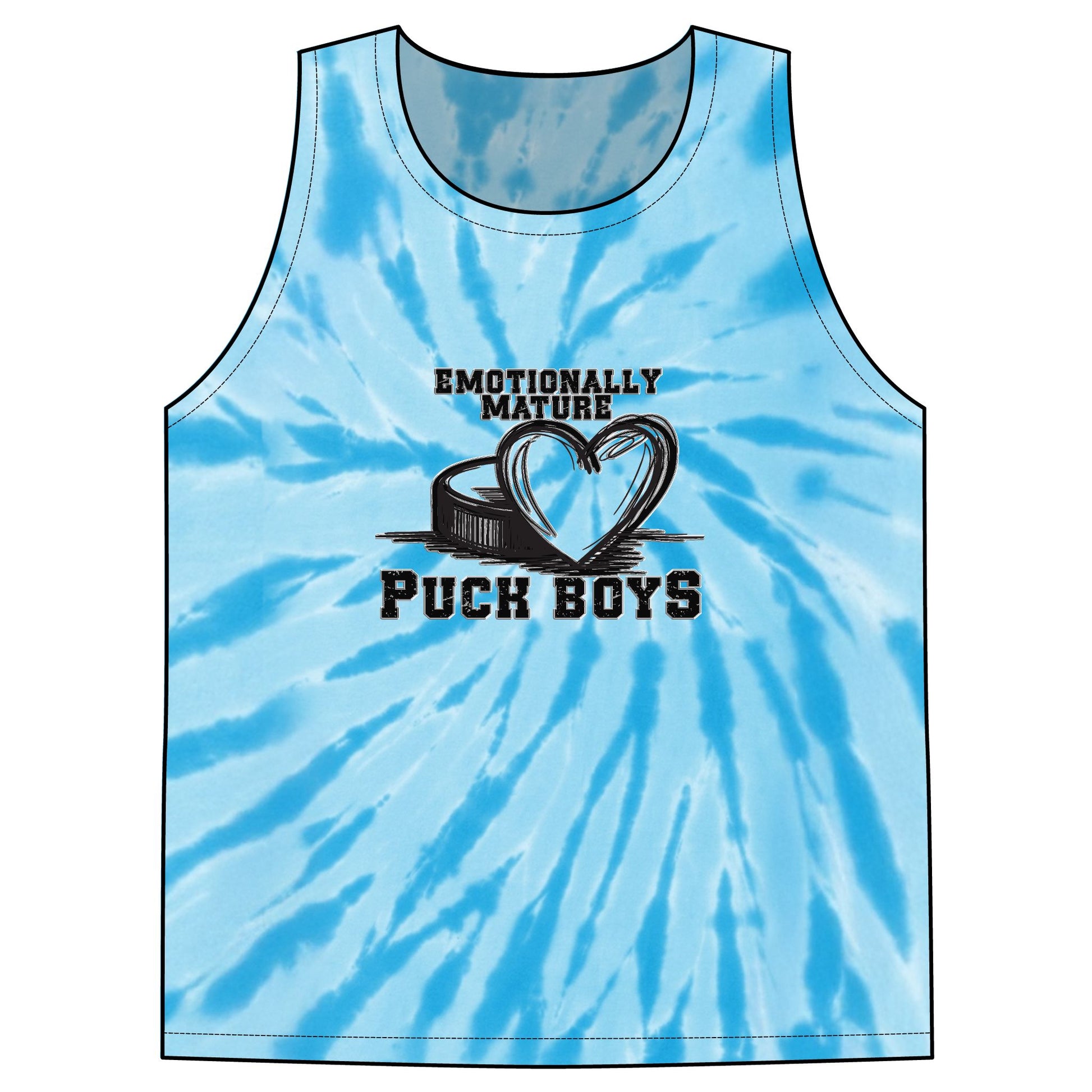 Emotionally Mature Puck Boys Unisex Tie-Dye Tank Top S M L XL 2XL 3XL 4XL Width, in 18.00 20.00 22.00 24.00 26.00 28.00 30.00 Length at Back, in 28.00 29.00 30.00 31.00 32.00 33.00 34.00 Size tolerance, in 1.00 1.00 1.00 1.00 1.00 1.00 1.00 Colorfully coo