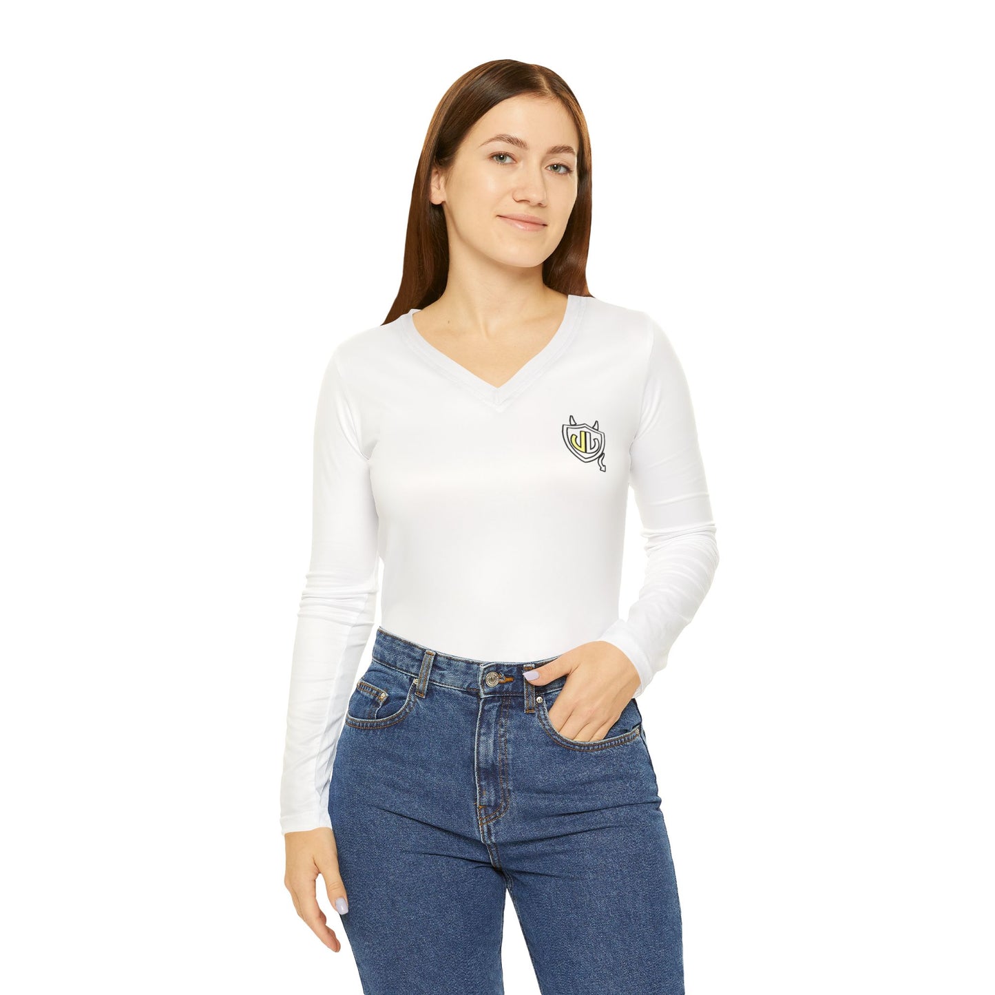 Cassandra Featherstone x Phantom Dame 'Oriel' (Discordia University) Women's Long Sleeve V-neck Shirt (AOP)